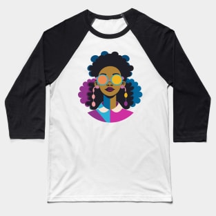 80s popart black girl, vibrant colors, face only Baseball T-Shirt